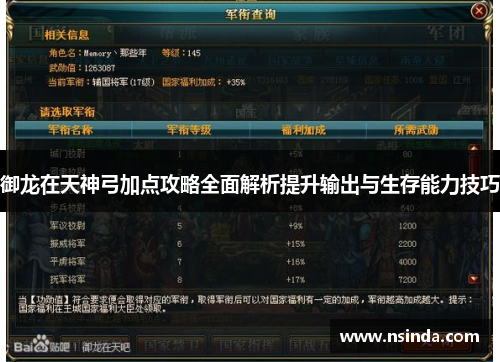 御龙在天神弓加点攻略全面解析提升输出与生存能力技巧